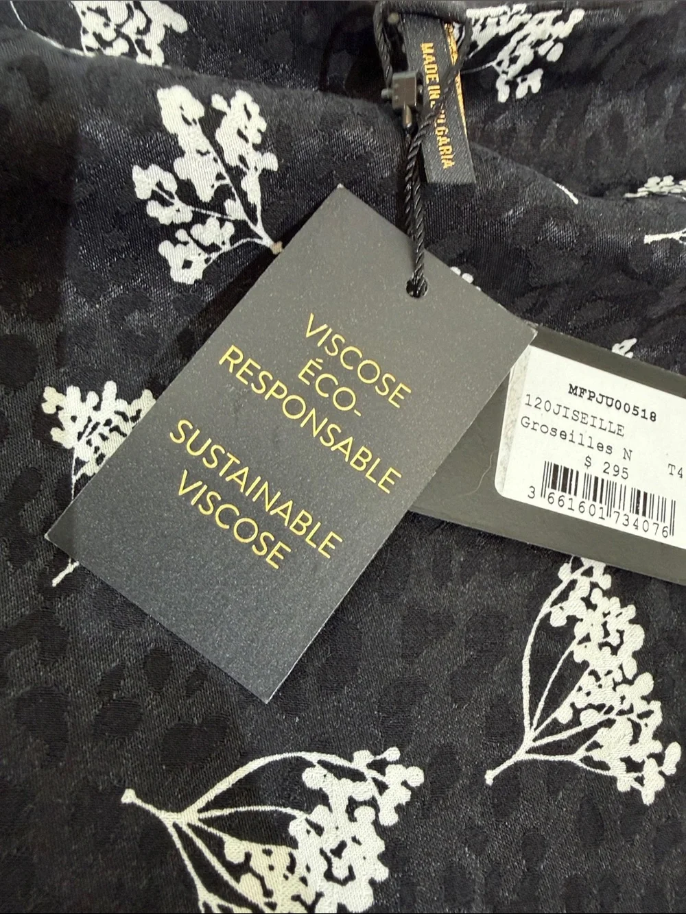 NWT Maje Midi Skirt Black Floral Print Size 40 US 12